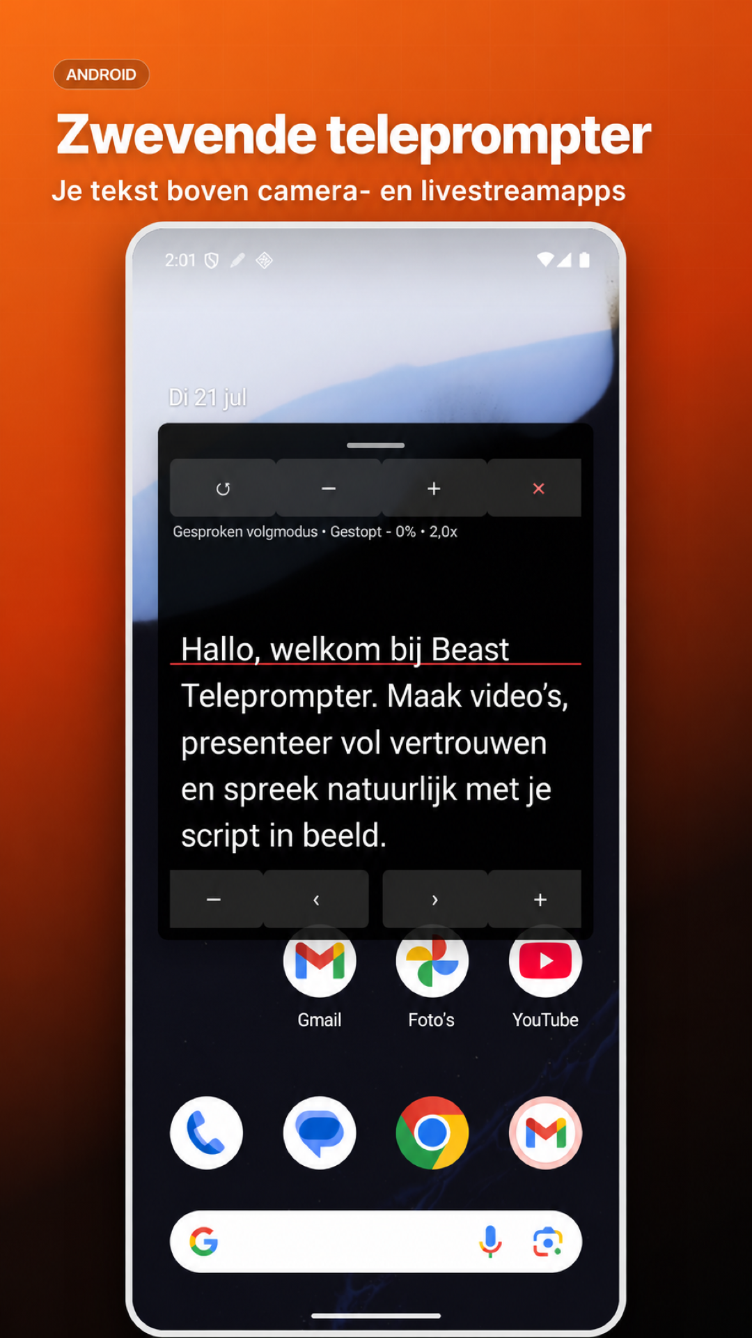 Zwevende teleprompter